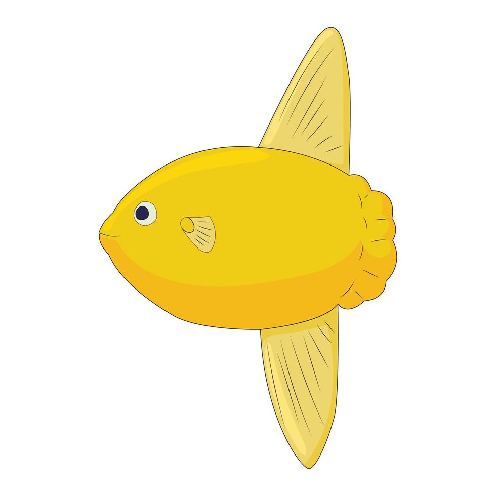 icône de petit poisson jaune en style cartoon vecteur