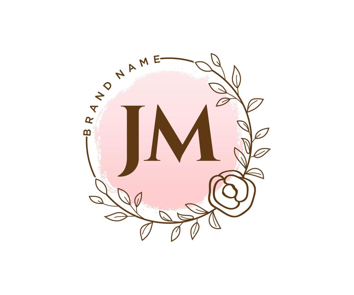 logo féminin initial jm. utilisable pour les logos nature, salon, spa, cosmétique et beauté. élément de modèle de conception de logo vectoriel plat.