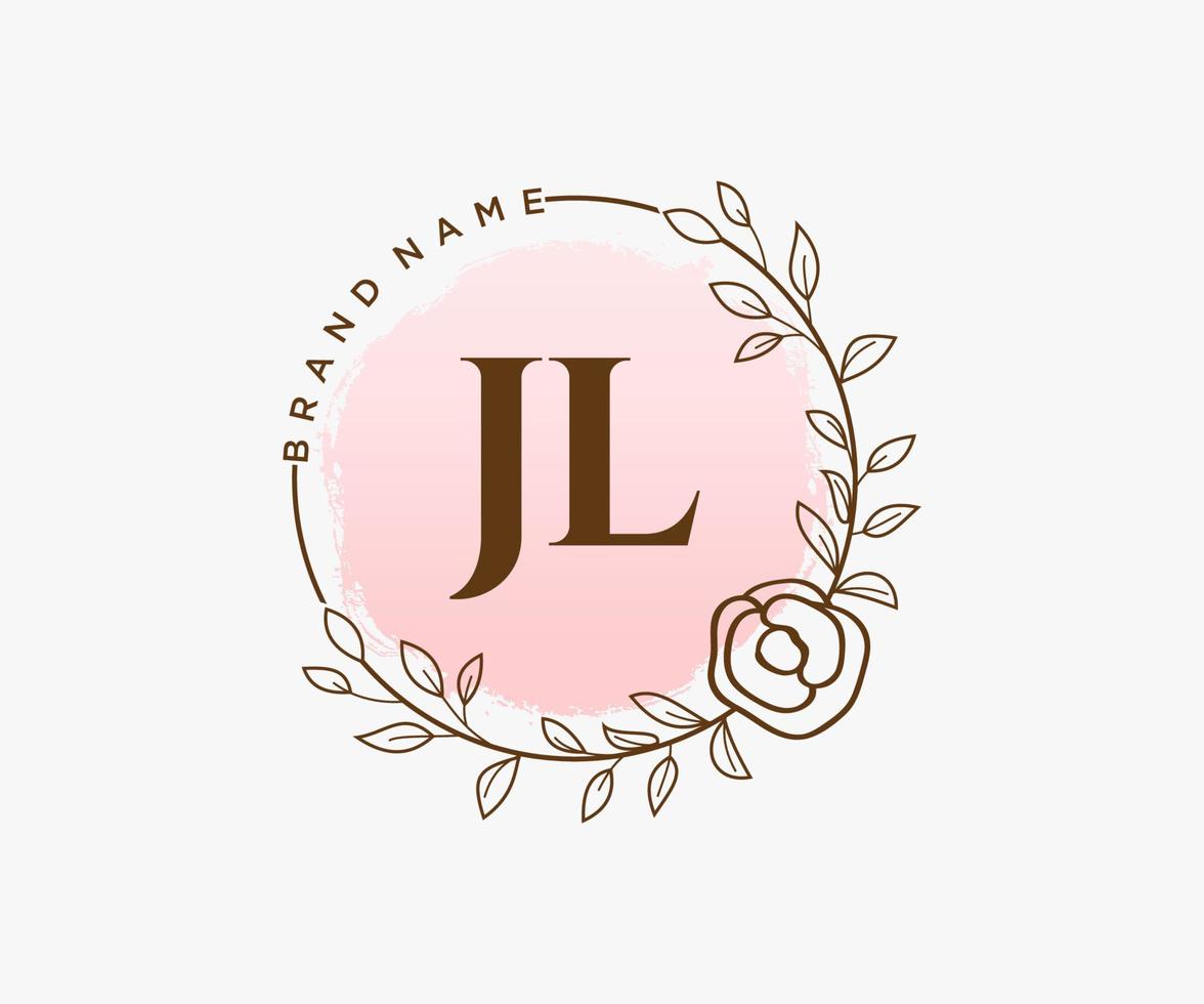 logo féminin jl initial. utilisable pour les logos nature, salon, spa, cosmétique et beauté. élément de modèle de conception de logo vectoriel plat.