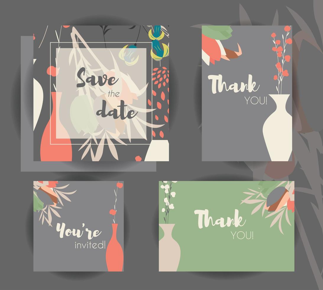 modèles de cartes d'invitation de mariage vecteur