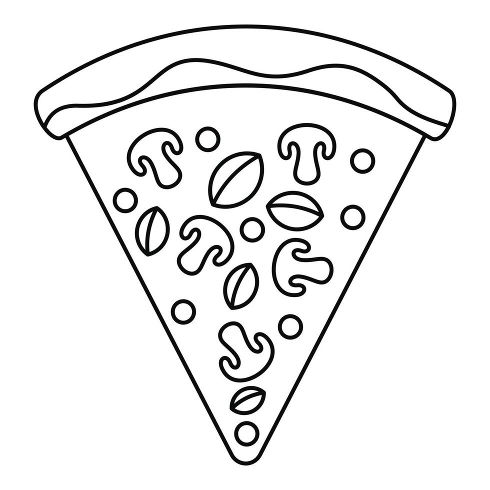 icône de tranche de pizza végétalienne, style de contour vecteur