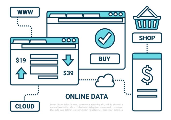 Marketing vecteur icônes en ligne Flat gratuit