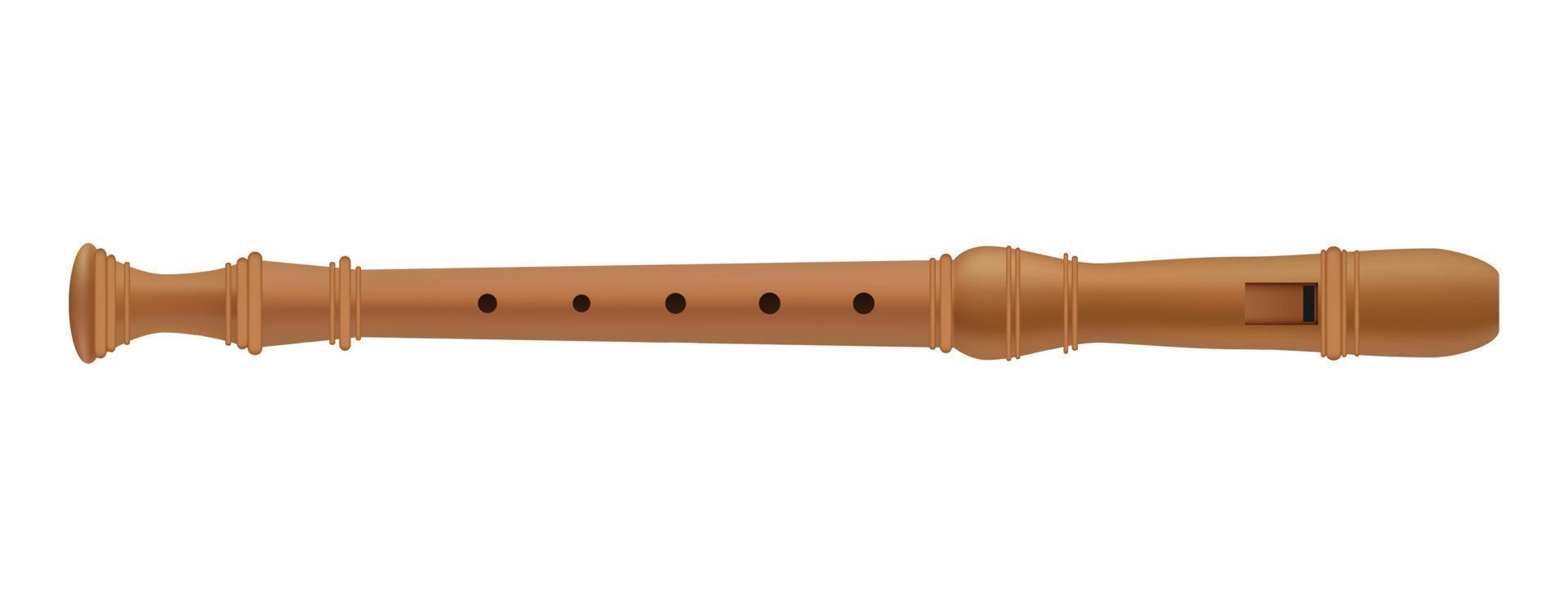 flûte musicale de maquette en bois, style réaliste vecteur