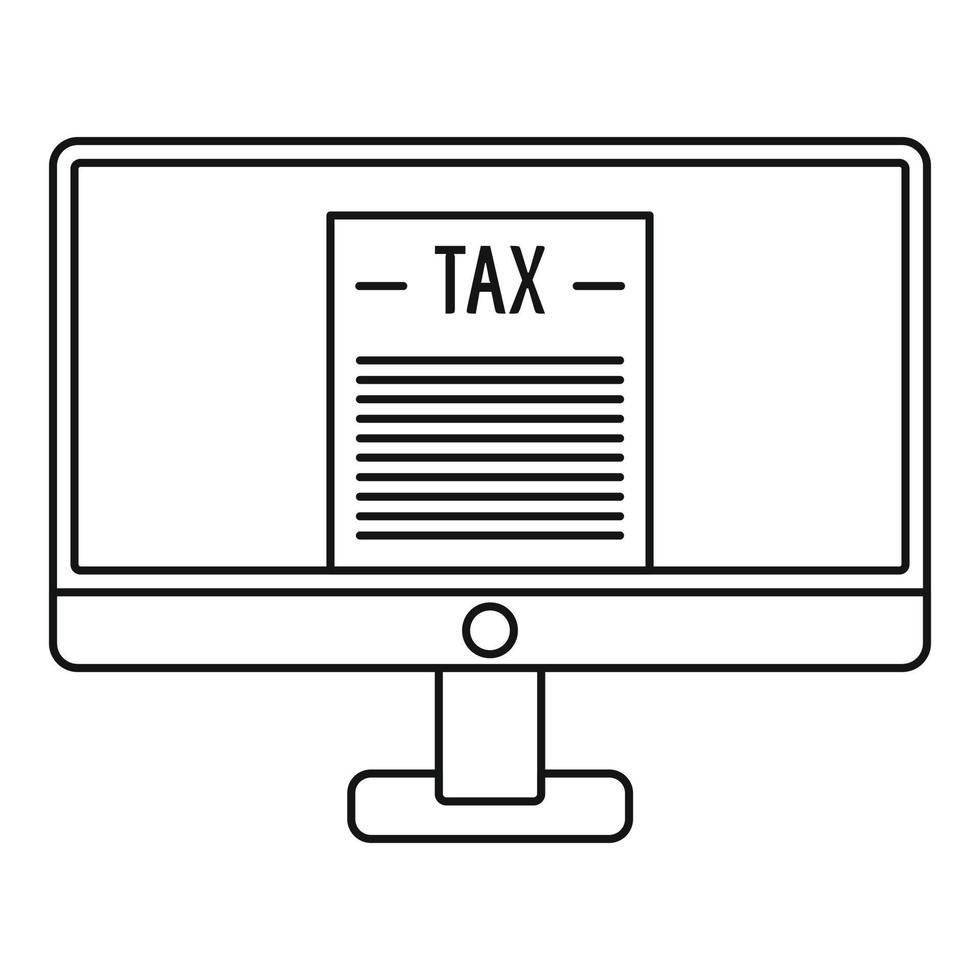 impôt par icône d'ordinateur, style de contour vecteur