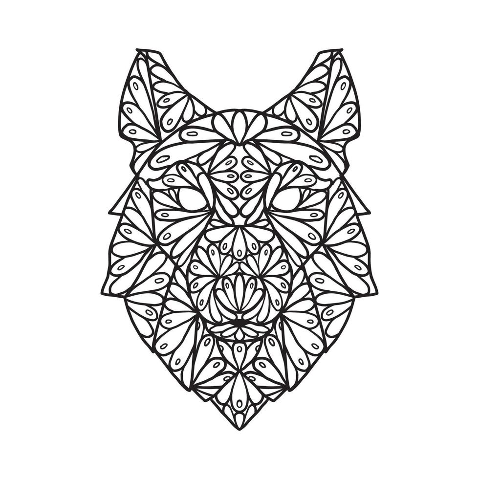 coloriage de motif de doodle animal loup vecteur