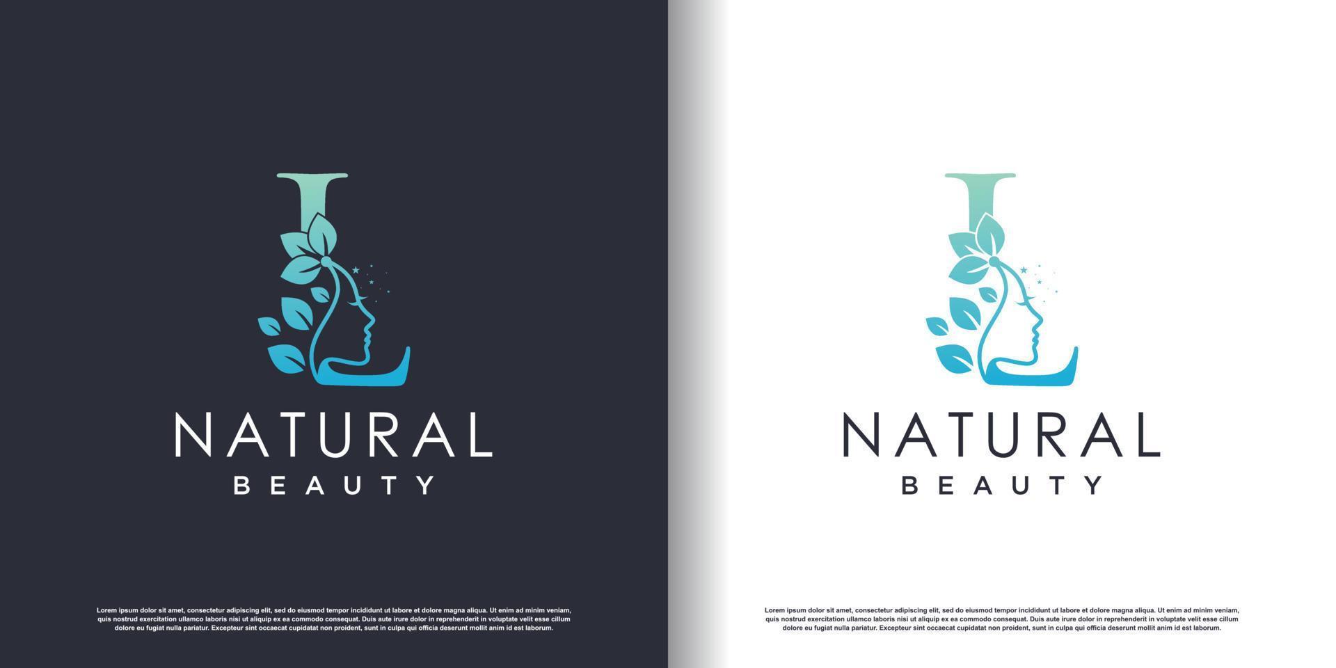 modèle de logo beauté nature avec lettre l concept vecteur premium