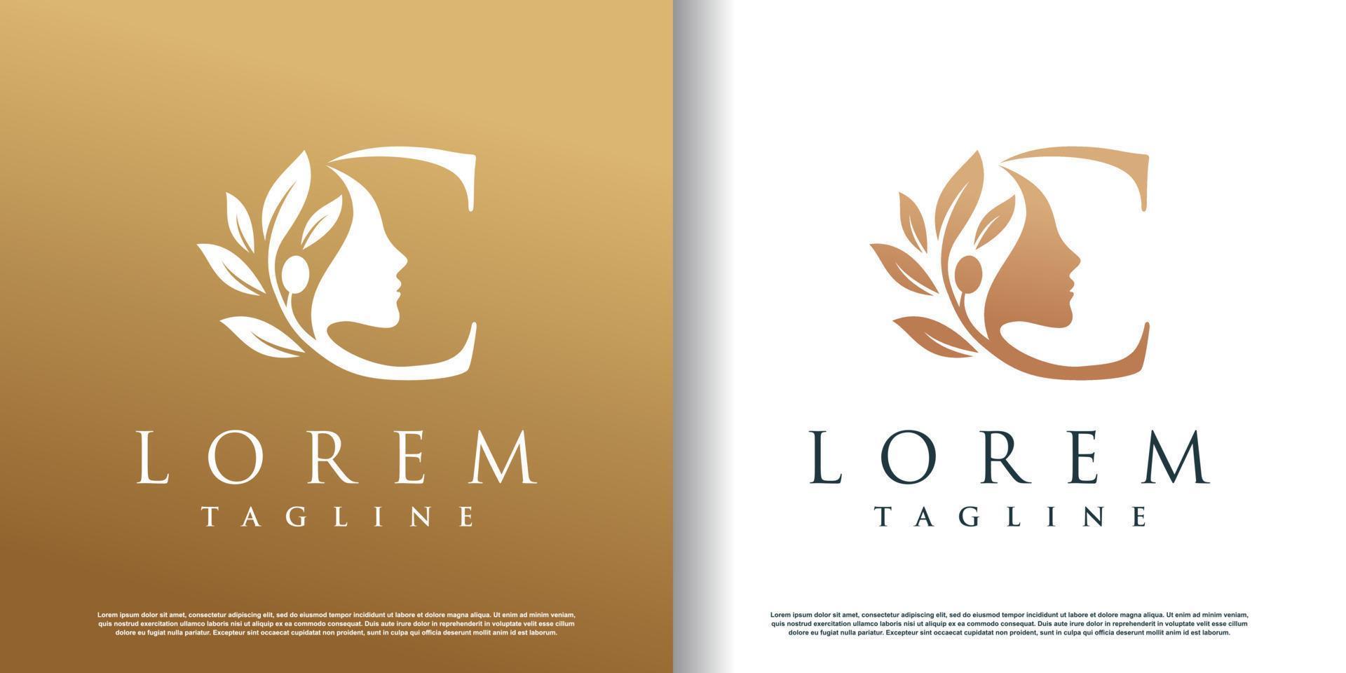 icône de logo beauté femme avec lettre c concept design vecteur premium