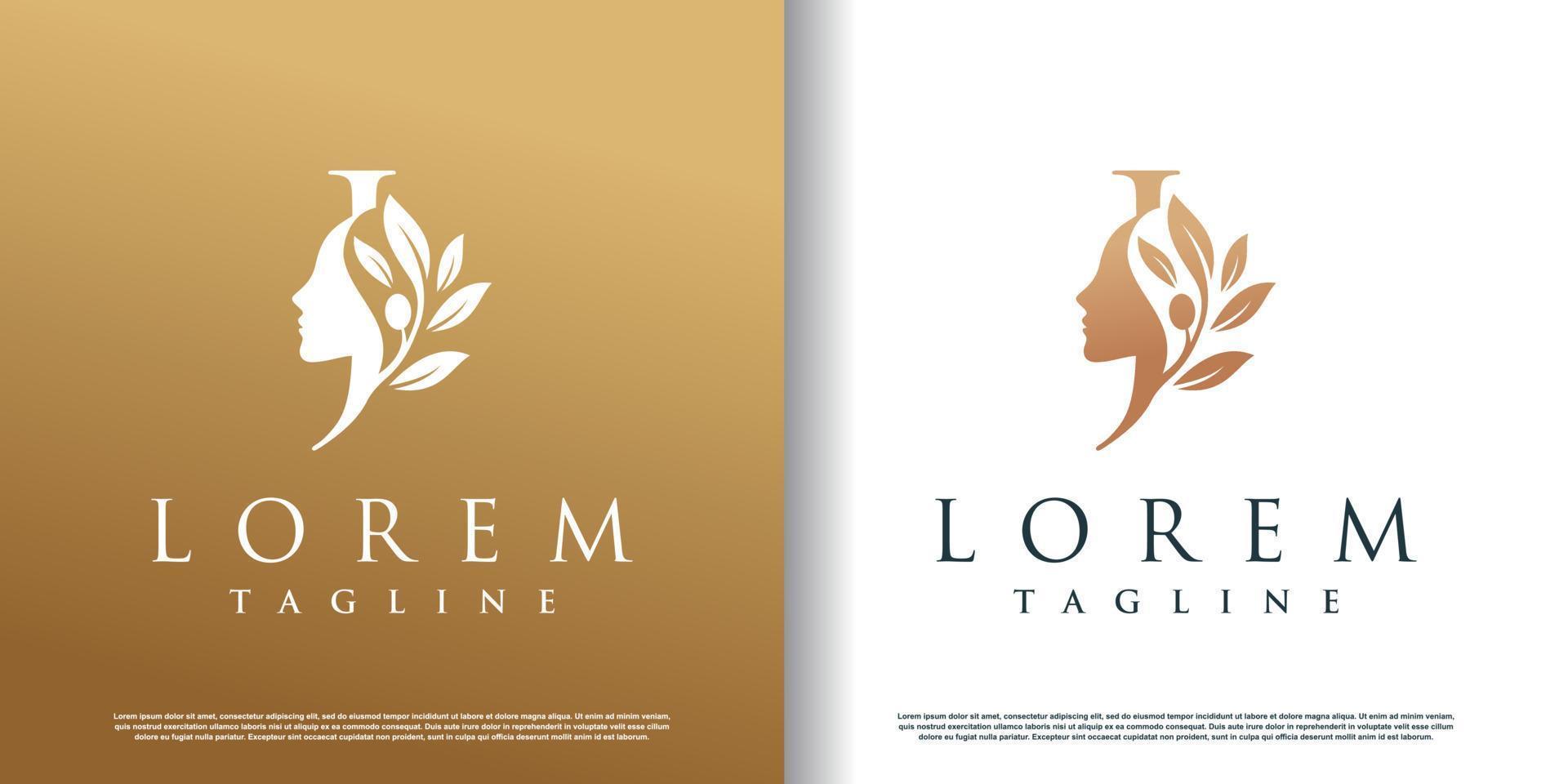 icône de logo de beauté femme avec lettre j concept design vecteur premium