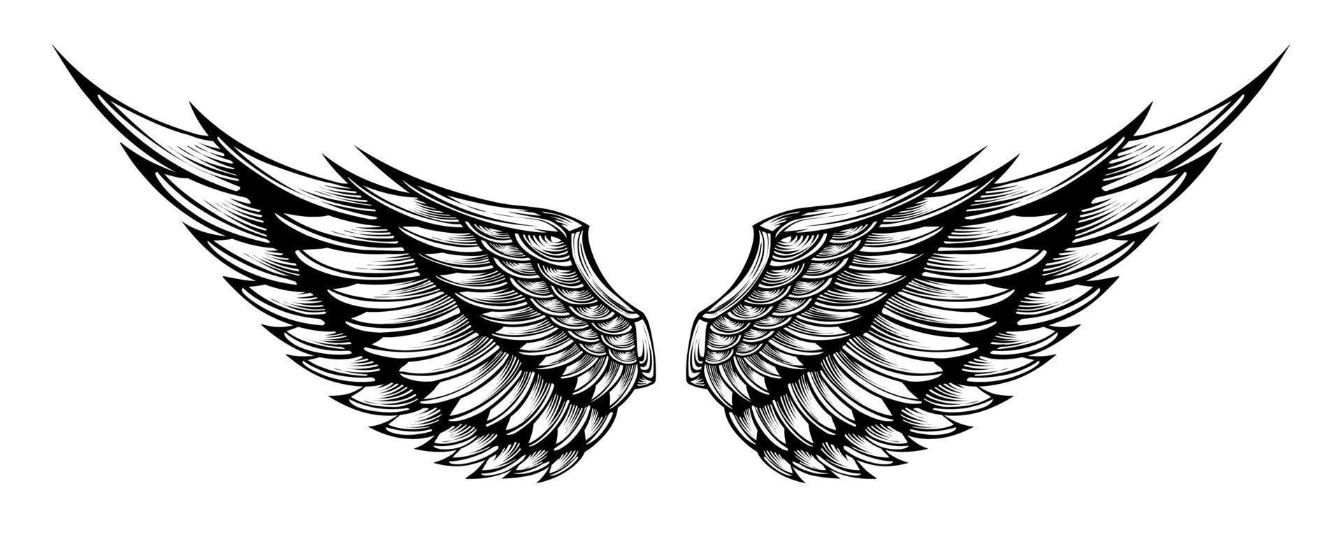 illustration de tatouage d'ailes d'ange tribal vecteur