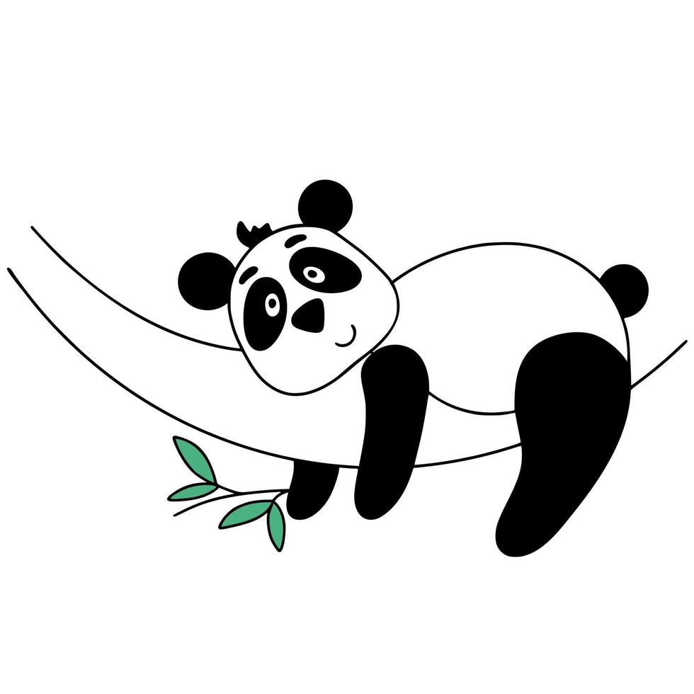 Le personnage de panda mignon se trouve sur l'illustration vectorielle isolée de l'arbre vecteur