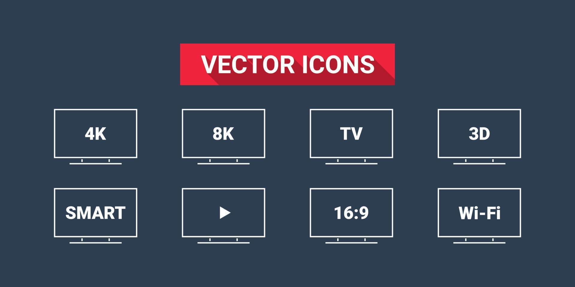 Smart TV. fonctions de télévision. ensemble de vecteurs d'icônes de télévision. illustration vectorielle vecteur