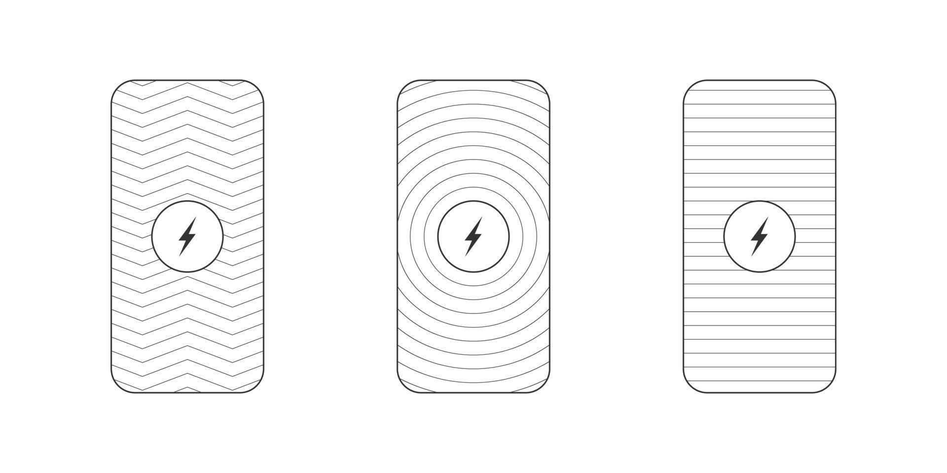 icônes de chargeurs sans fil. emplacement du chargeur sans fil. charge sans fil plate à la mode. illustration vectorielle vecteur
