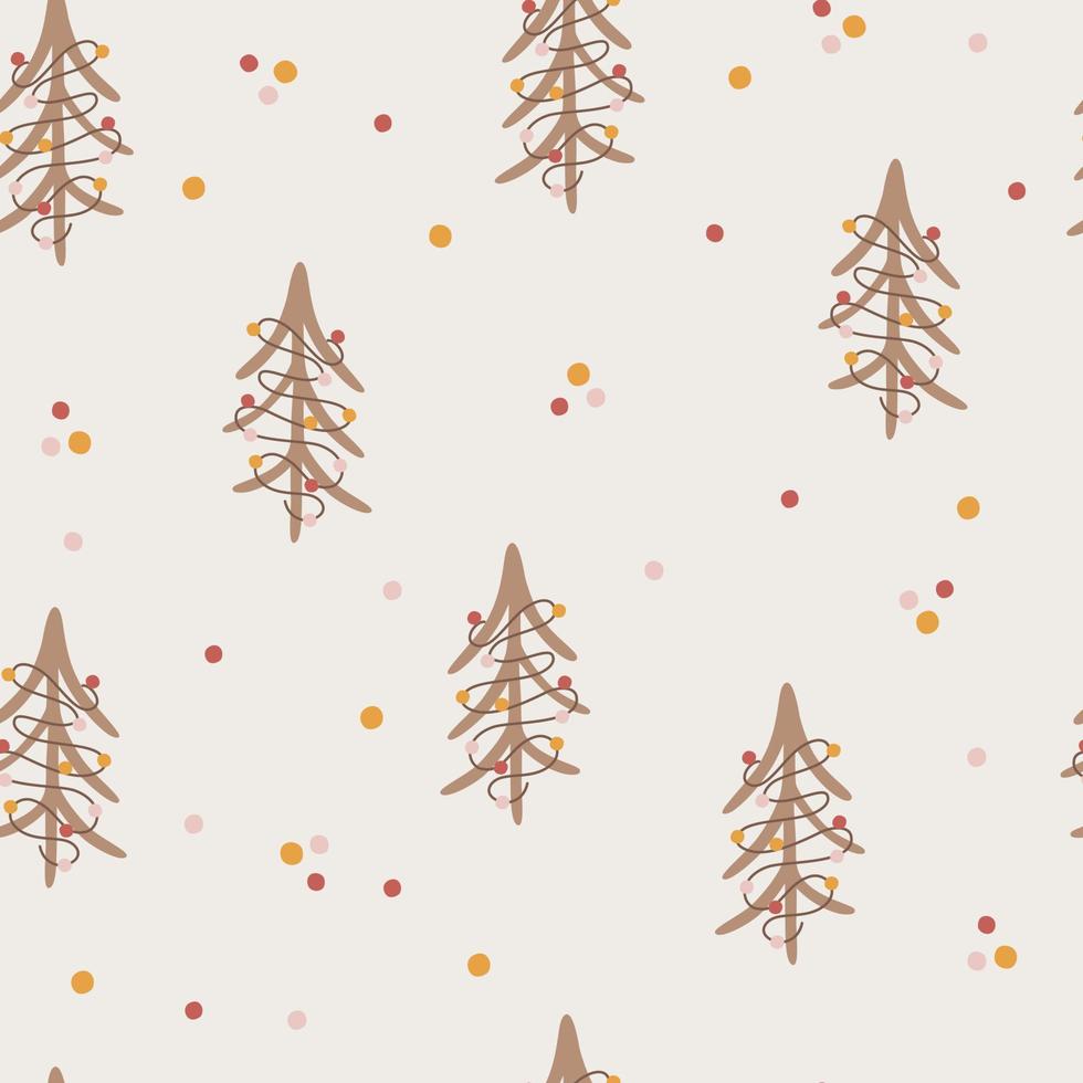 modèle vectorielle continue d'arbres de noël. la palette limitée est idéale pour l'impression de textiles, de tissus, de papier d'emballage illustration vectorielle simple dessinée à la main dans un style scandinave. vecteur