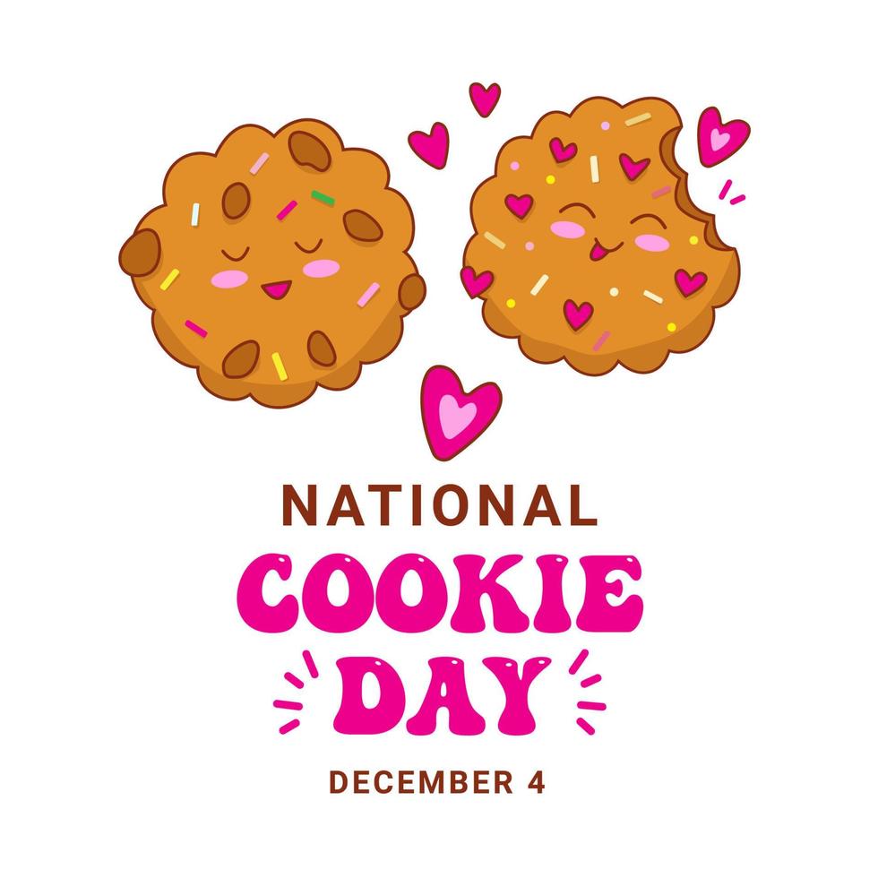 journée nationale des cookies 4 décembre. drôle de biscuit sucré au chocolat. illustration vectorielle en style cartoon vecteur