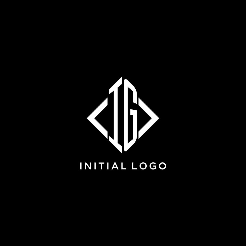 monogramme initial ig avec logo en forme de losange vecteur