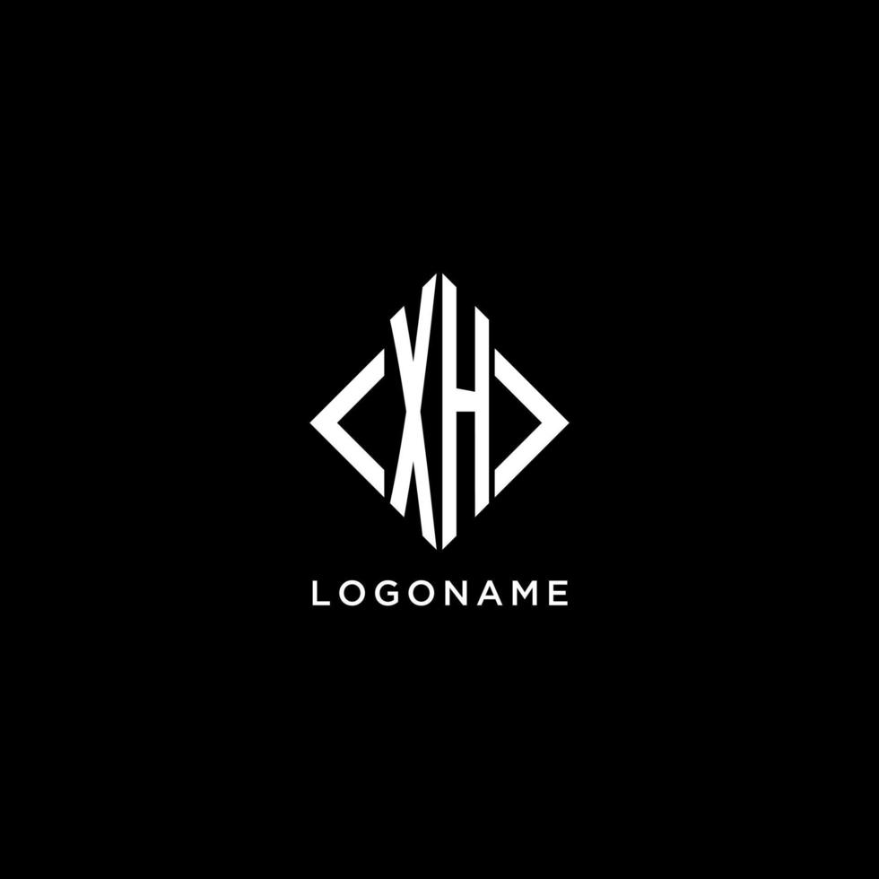 xh monogramme initial avec logo en forme de losange vecteur