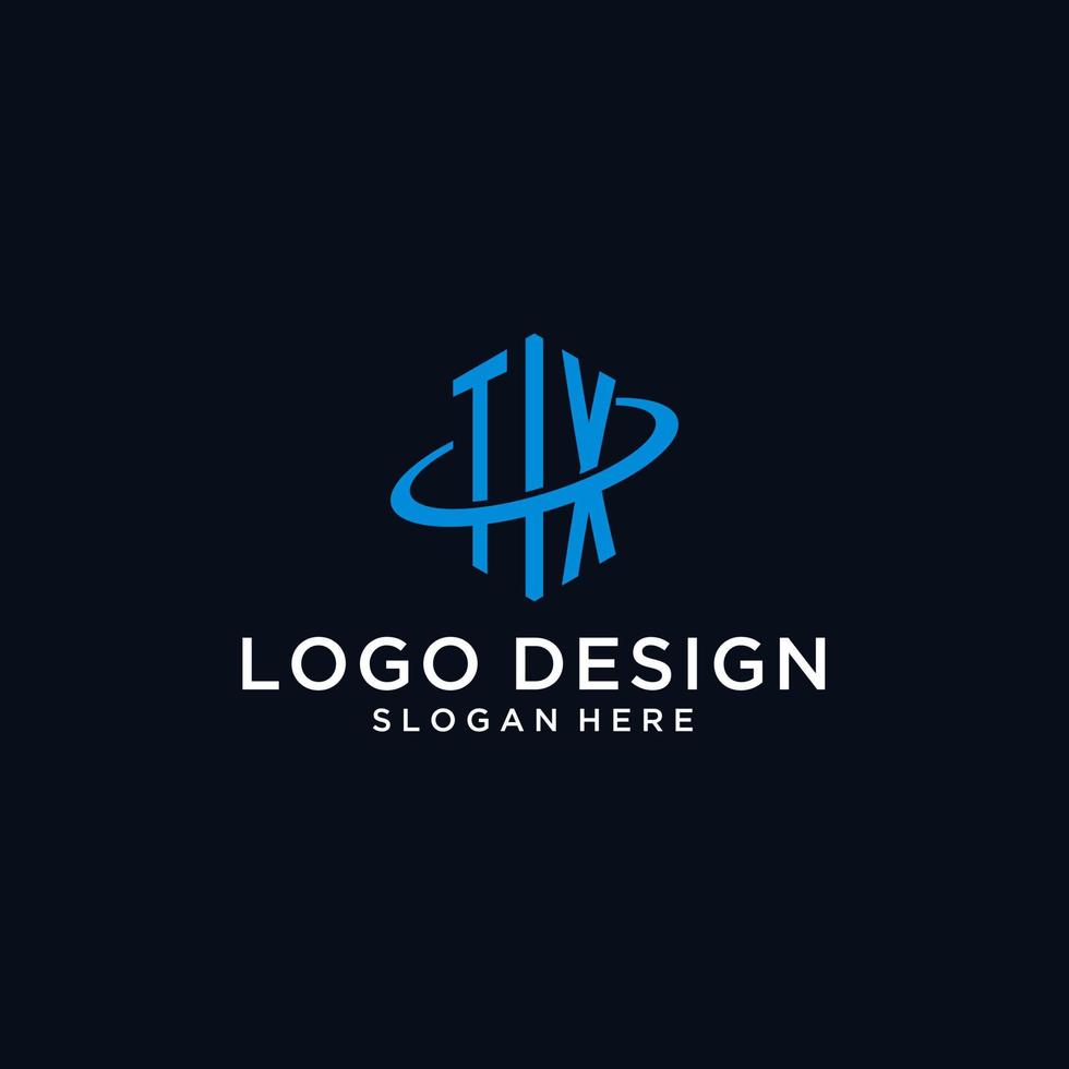 logo monogramme initial tx avec forme hexagonale et design swoosh vecteur