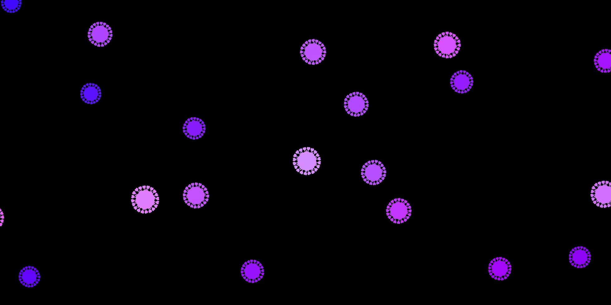 modèle sombre avec des signes de grippe violets. vecteur