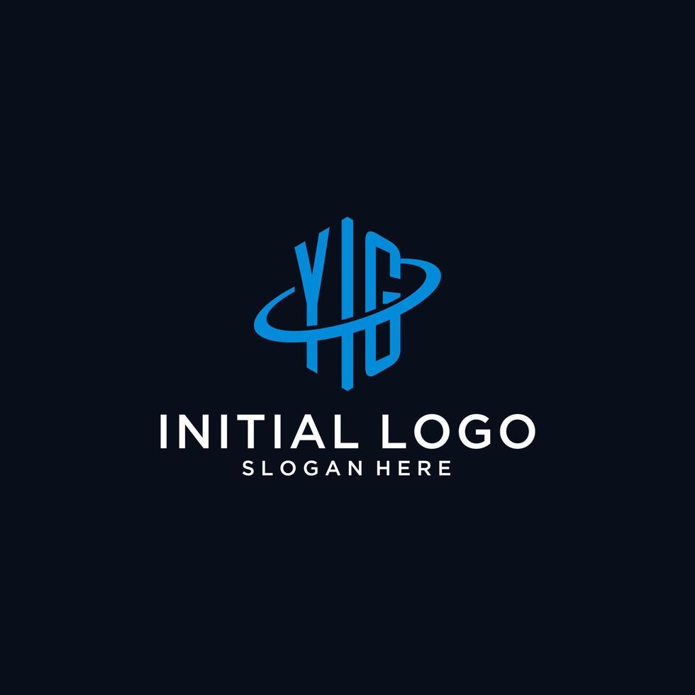 logo monogramme initial yg avec forme hexagonale et design swoosh vecteur