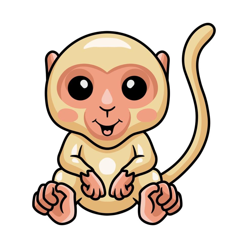 dessin animé mignon petit singe albinos vecteur