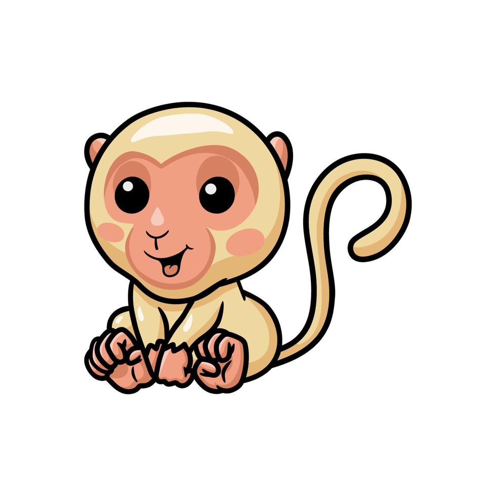 dessin animé mignon petit singe albinos vecteur