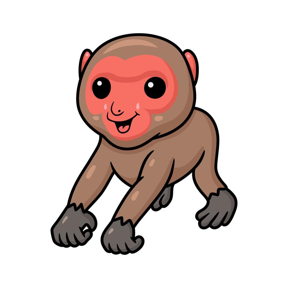 mignon petit dessin animé de macaque japonais vecteur