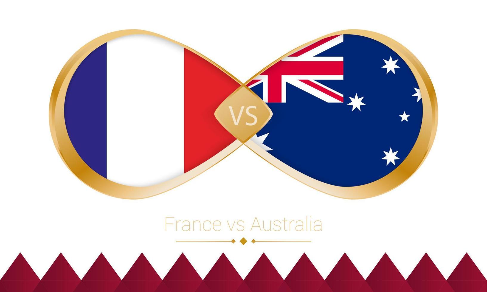 icône dorée de la france contre l'australie pour le match de football 2022. vecteur