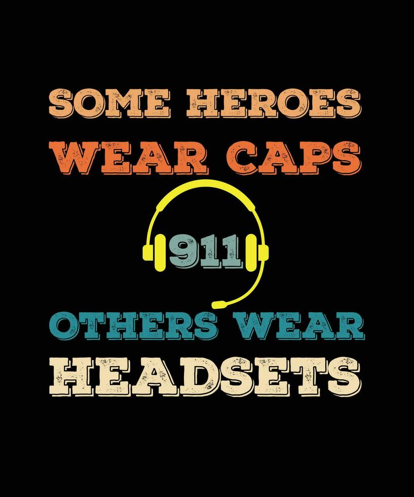 certains héros portent des casquettes d'autres portent des casques. Créateur de t-shirts de fournisseur de services de héros 911 vecteur