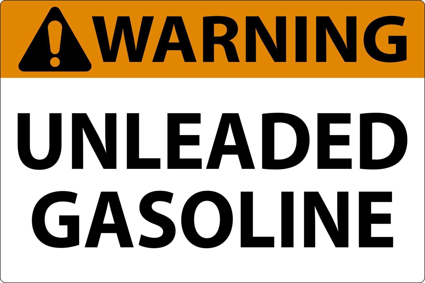 Panneau d'avertissement de l'essence sans plomb sur fond blanc vecteur