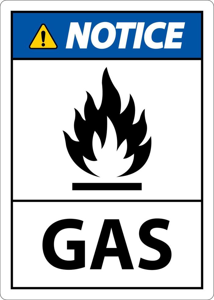 avis de symbole gaz signe sur fond blanc vecteur