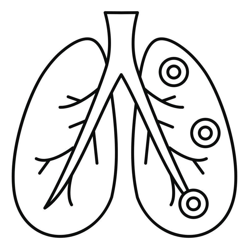icône de poumons de bronchite, style de contour vecteur