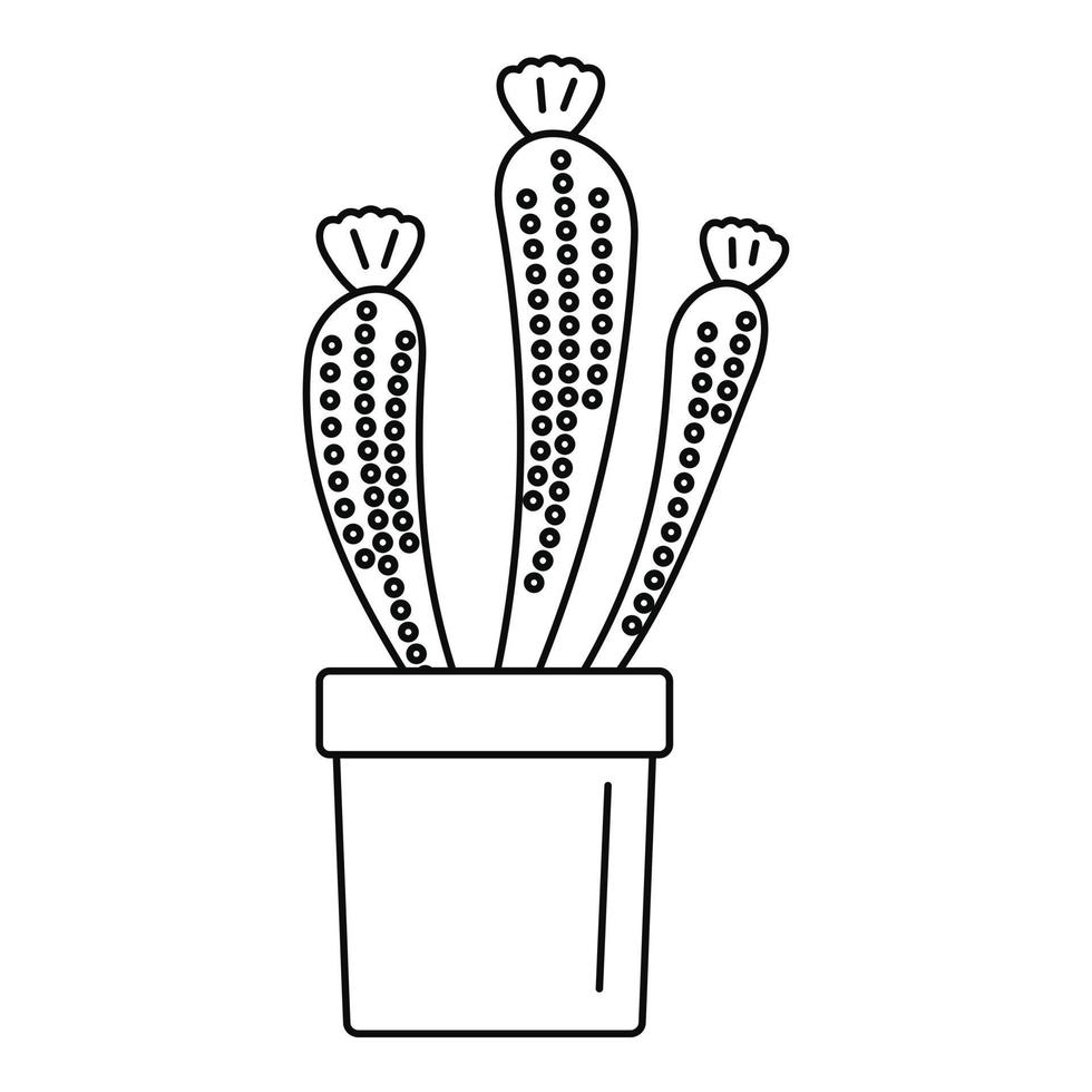 icône de fleur de cactus, style de contour vecteur
