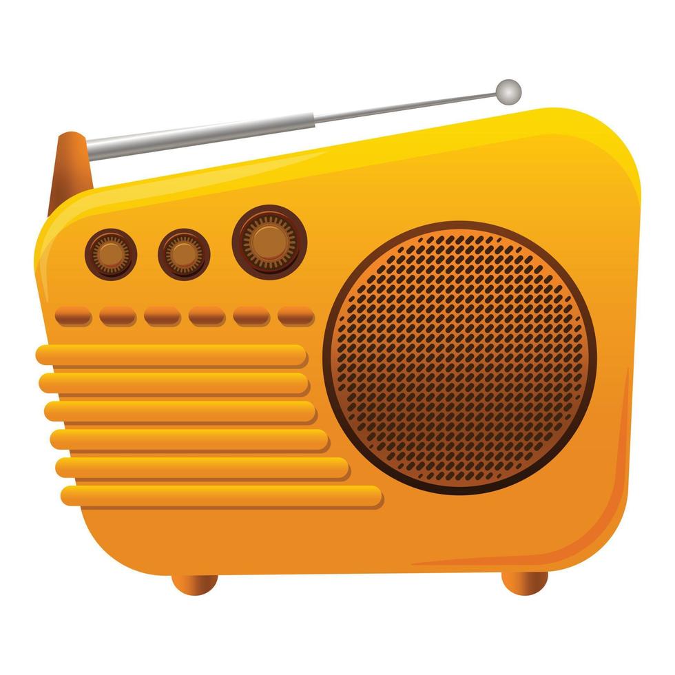 icône de radio de couleur jaune, style cartoon vecteur