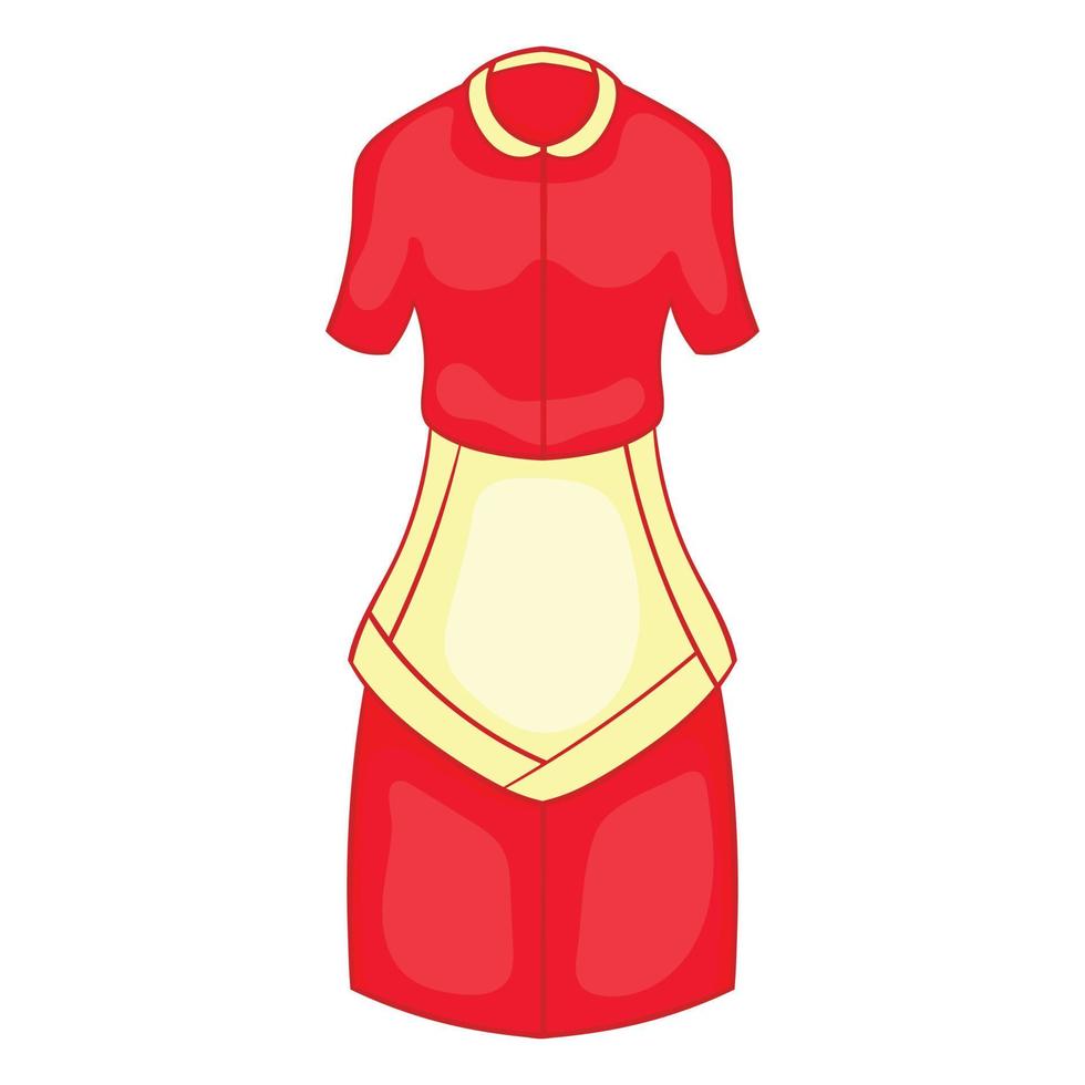 robe de femme au foyer rouge avec icône de tablier blanc vecteur