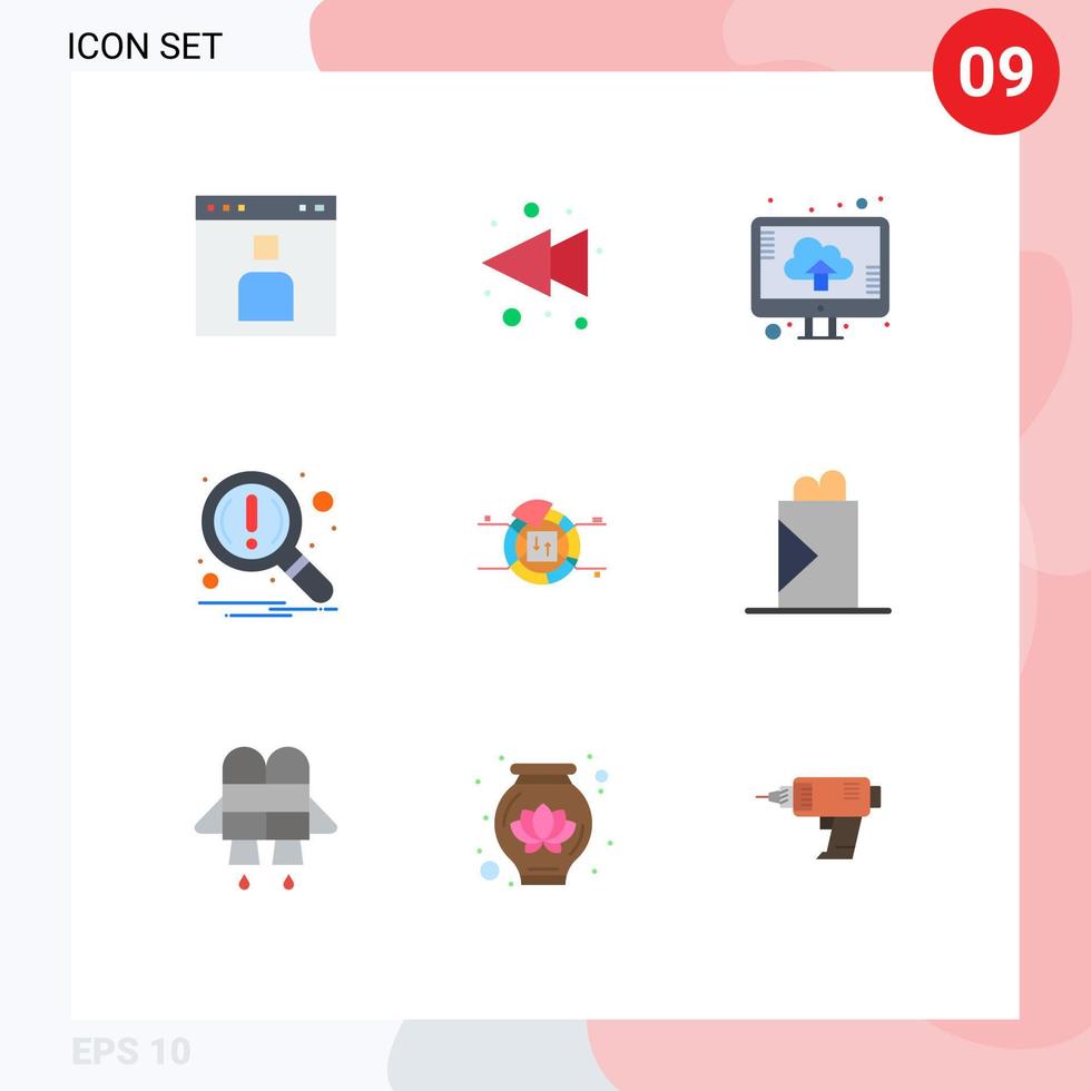 ensemble de 9 symboles d'icônes d'interface utilisateur modernes signes pour la notification de nuage de recherche de graphique trouver des éléments de conception vectoriels modifiables vecteur
