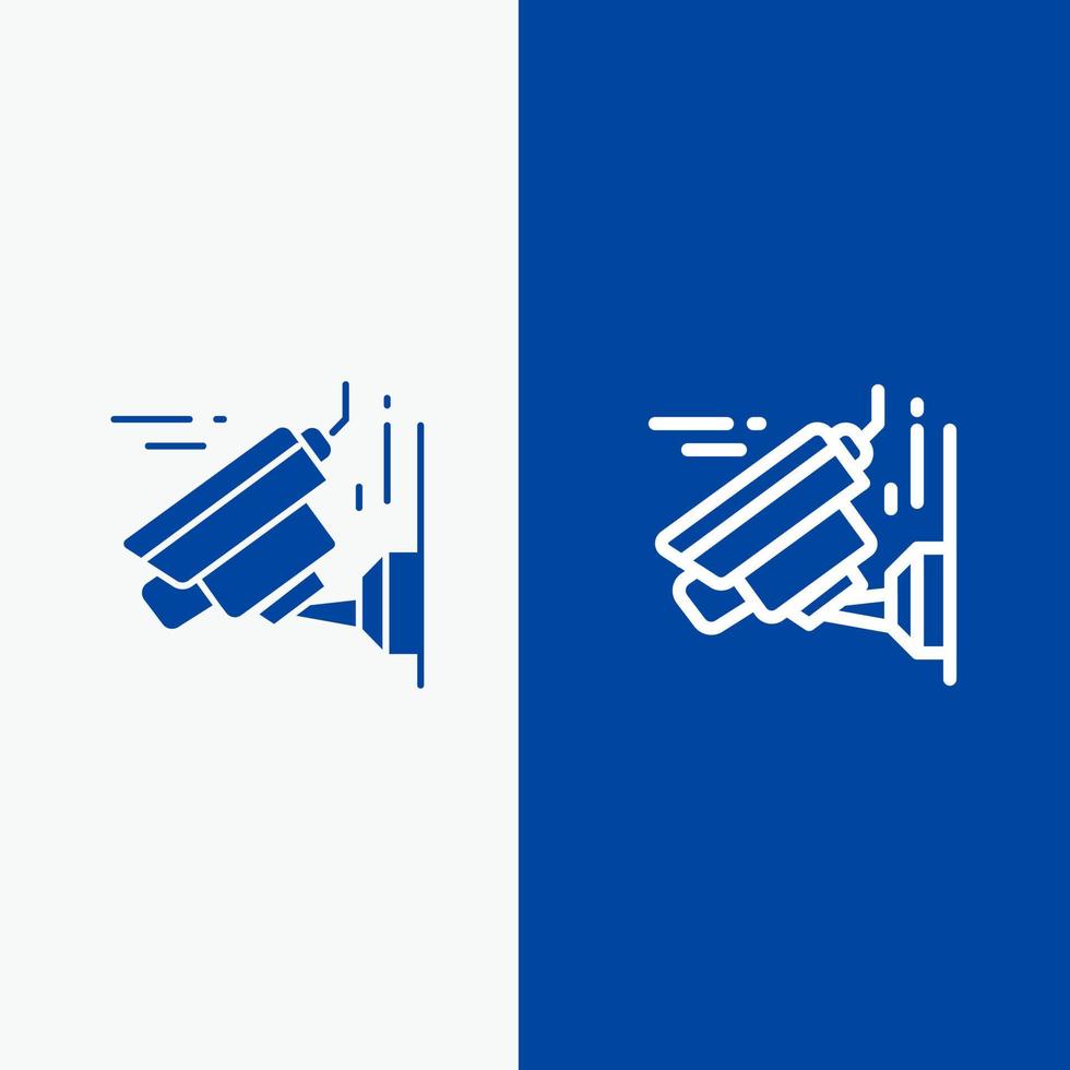 ligne de technologie dimage de caméra et glyphe icône solide bannière bleue ligne et glyphe icône solide bannière bleue vecteur