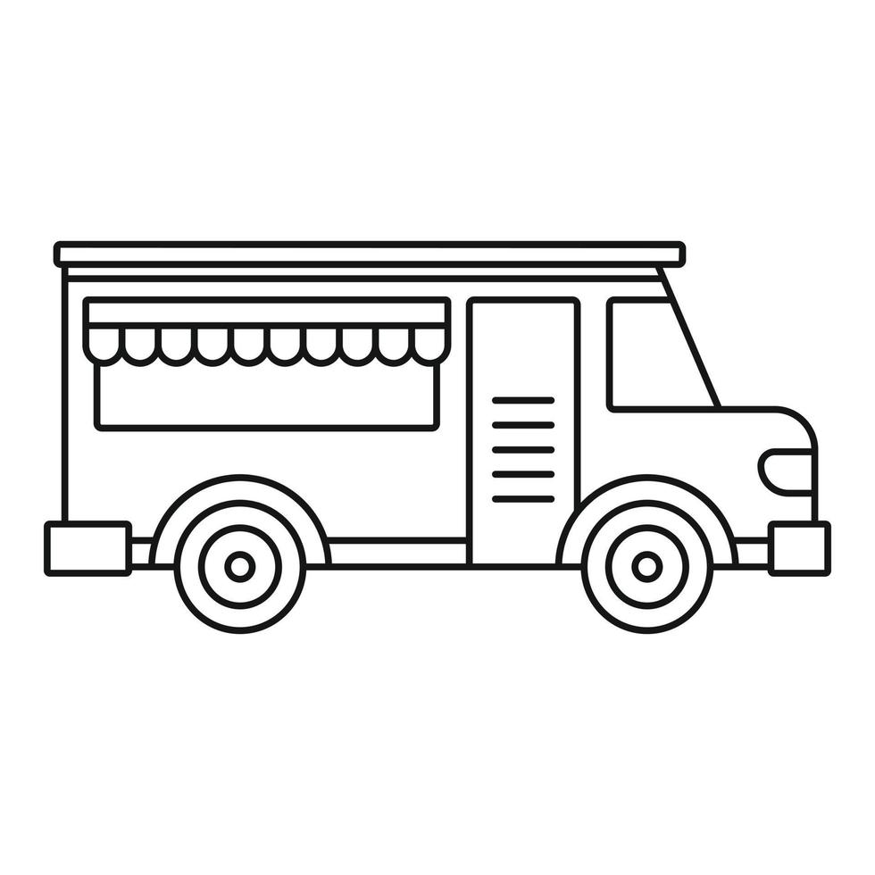 icône de camion de restauration rapide, style de contour vecteur
