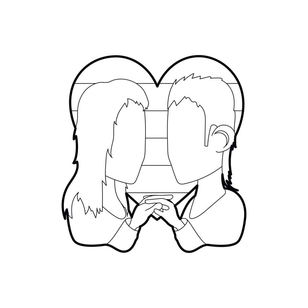 icône de couple de lesbiennes, style de contour vecteur