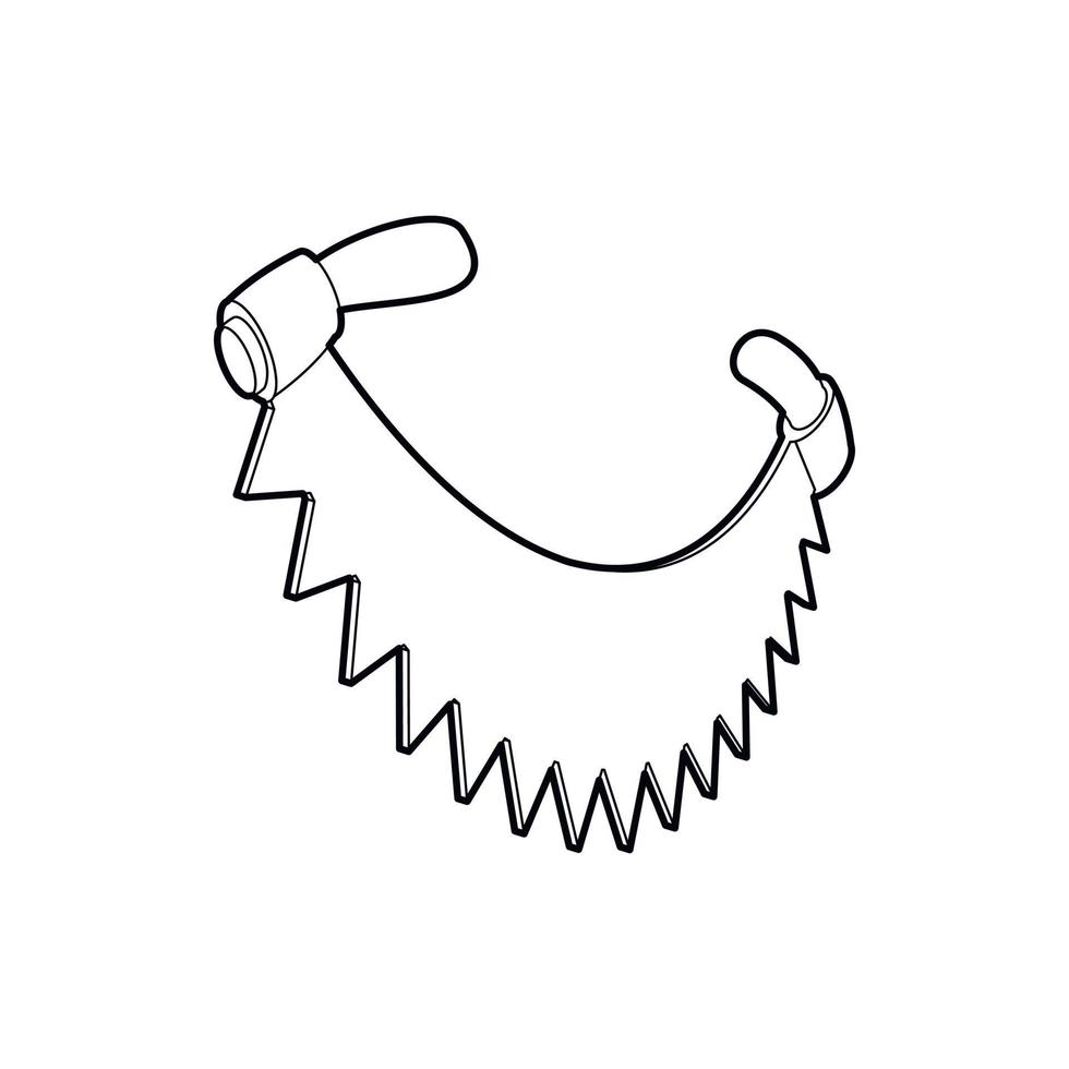 icône de scie à deux poignées, style de contour vecteur