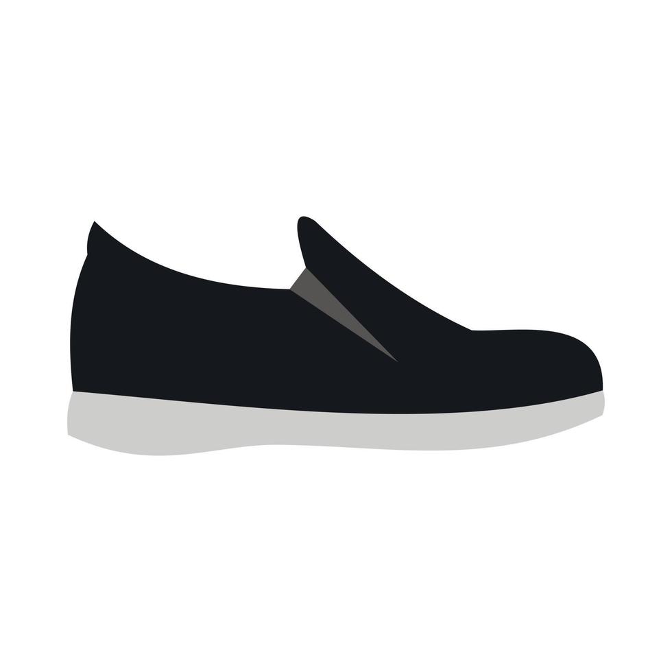 chaussure noire avec icône de semelle blanche, style plat vecteur