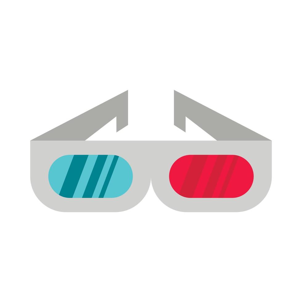 Icône de lunettes de cinéma 3d, style plat vecteur