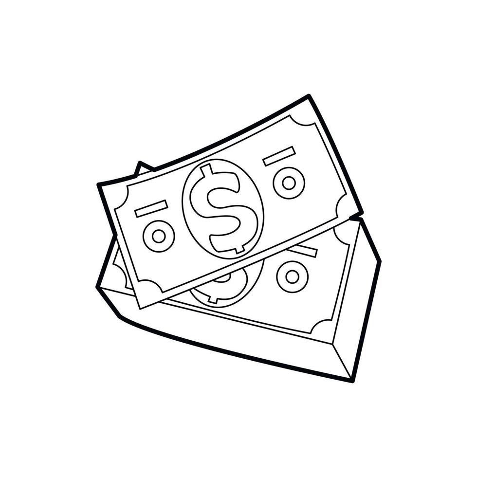icône de billets d'un dollar dans le style de contour vecteur