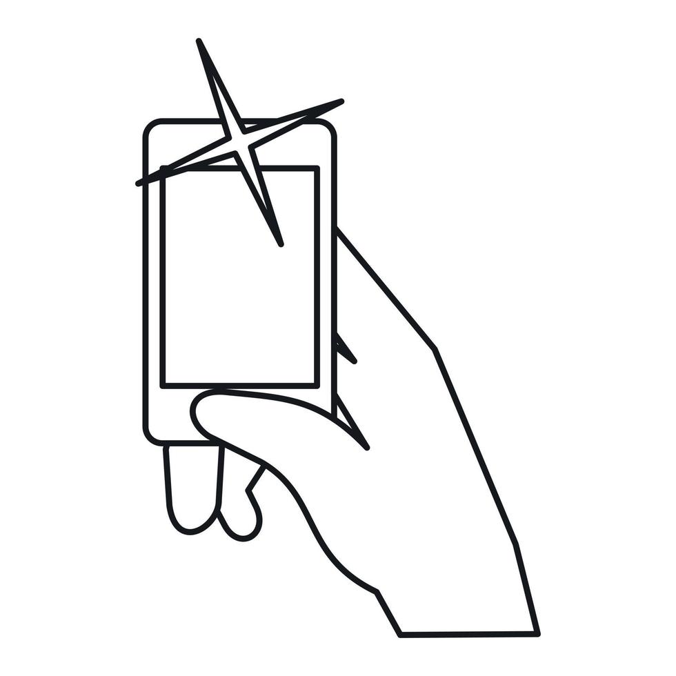 main prenant des photos sur l'icône du téléphone portable vecteur