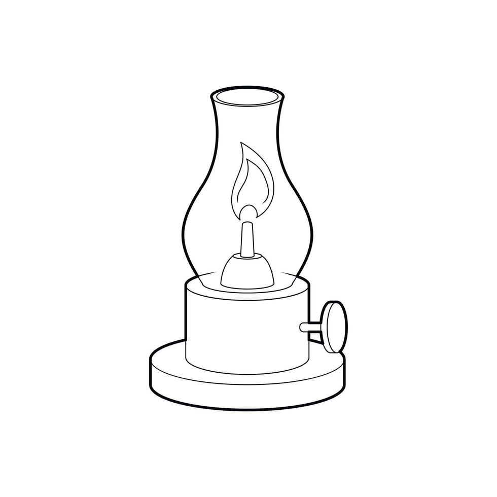 icône de lampe à gaz, style de contour vecteur