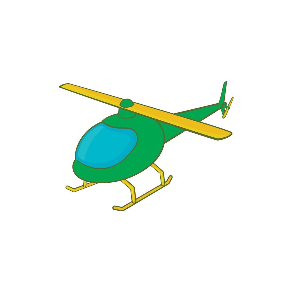 icône d'hélicoptère vert, style cartoon vecteur