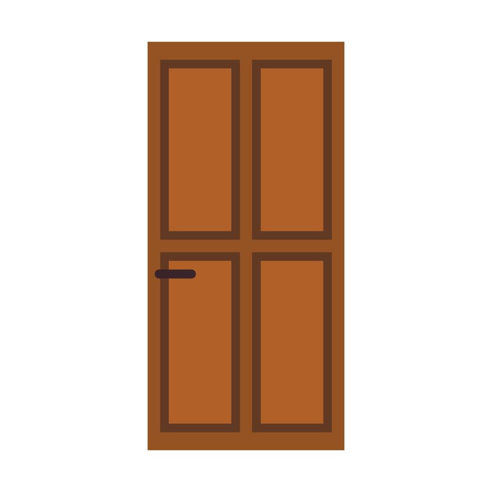 icône de porte en bois classique, style plat vecteur
