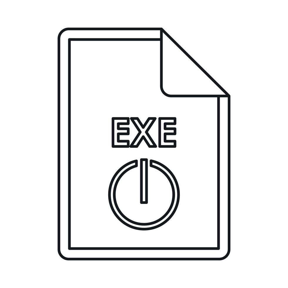 icône de fichier texte d'extension exe, style de contour vecteur