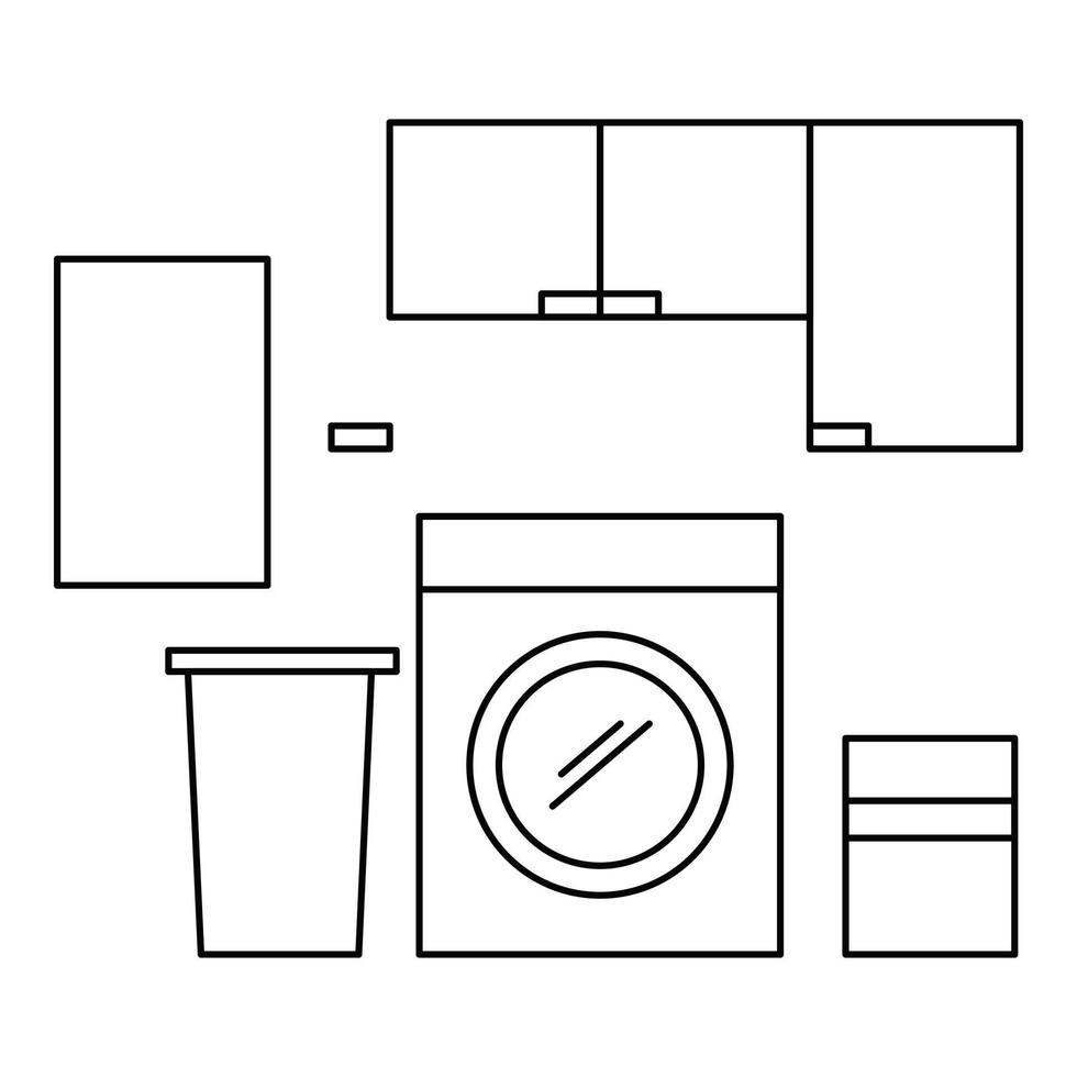 icône de la salle de lavage, style de contour vecteur