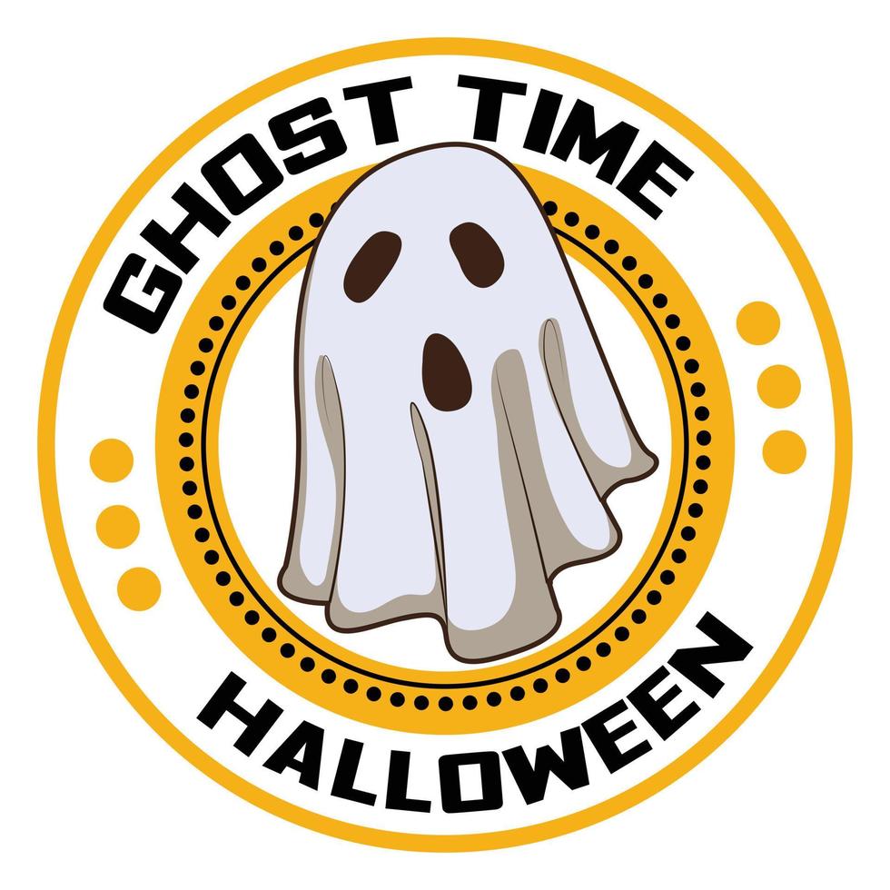logo de temps fantôme halloween, style cartoon vecteur