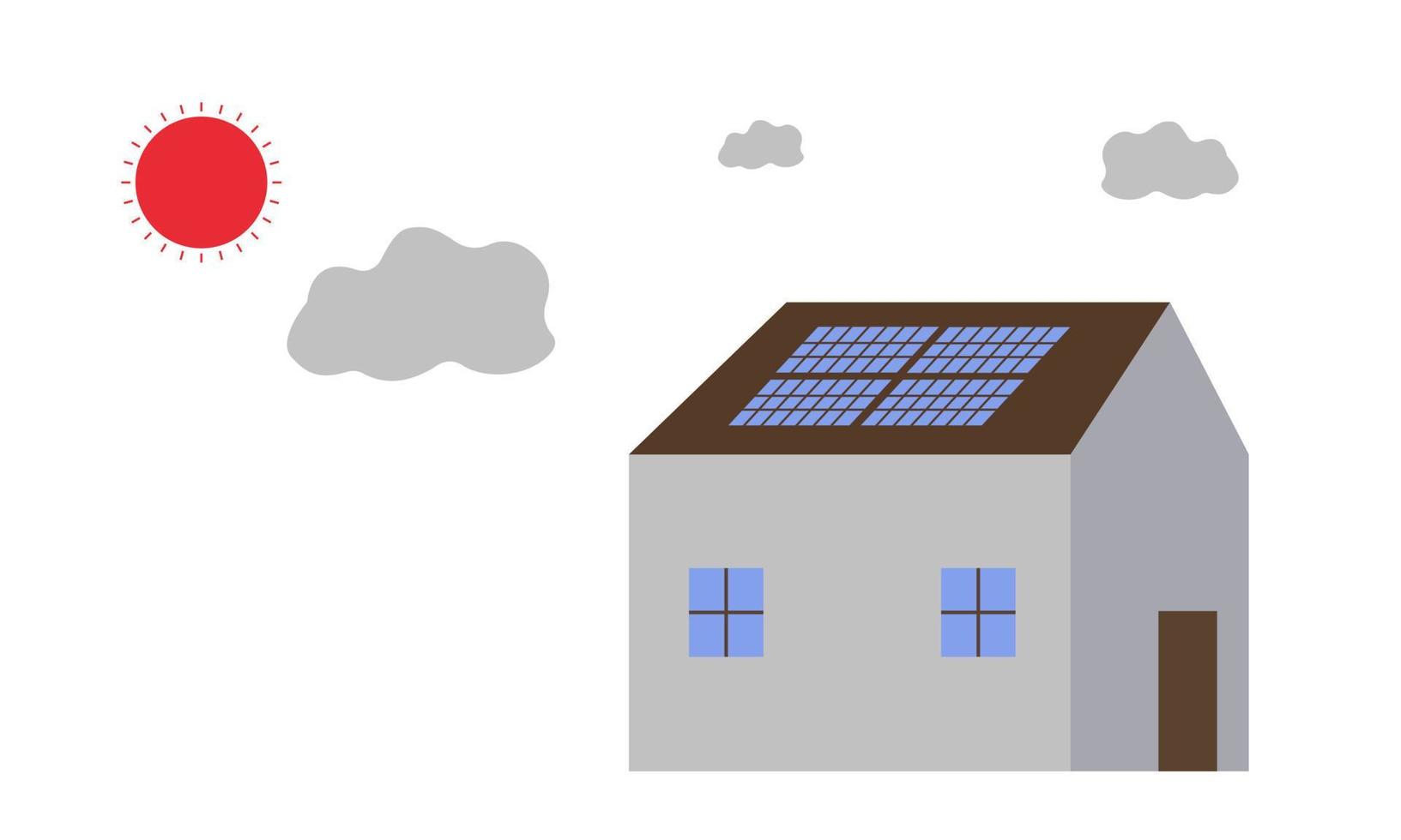 utilisation de panneaux solaires sur le toit de la maison pour la production d'électricité. style plat. illustration vectorielle vecteur